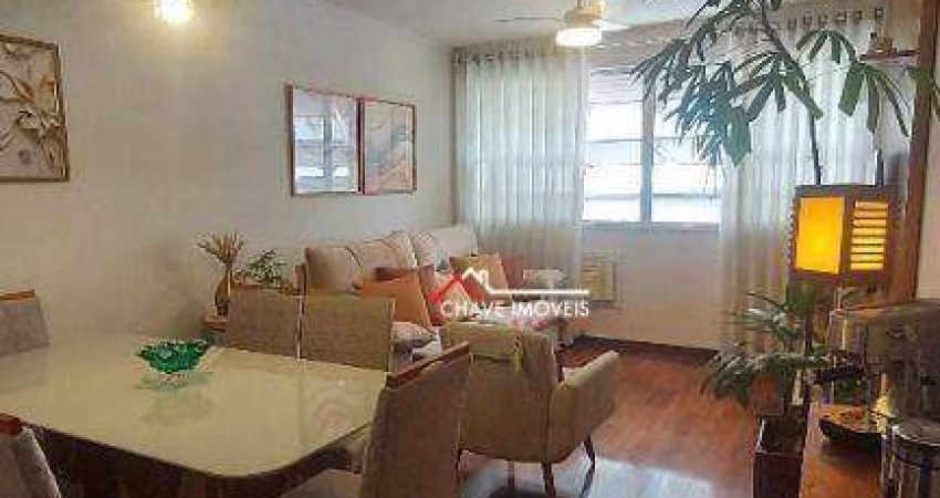 APARTAMENTO, NO GONZAGA, 96M²,  2 QUARTOS DEPENDENCIA COMPLETA , 2 BANHEIROS , COM 1 VAGA DE GARAGEM COLETIVA SUFICIENTE.