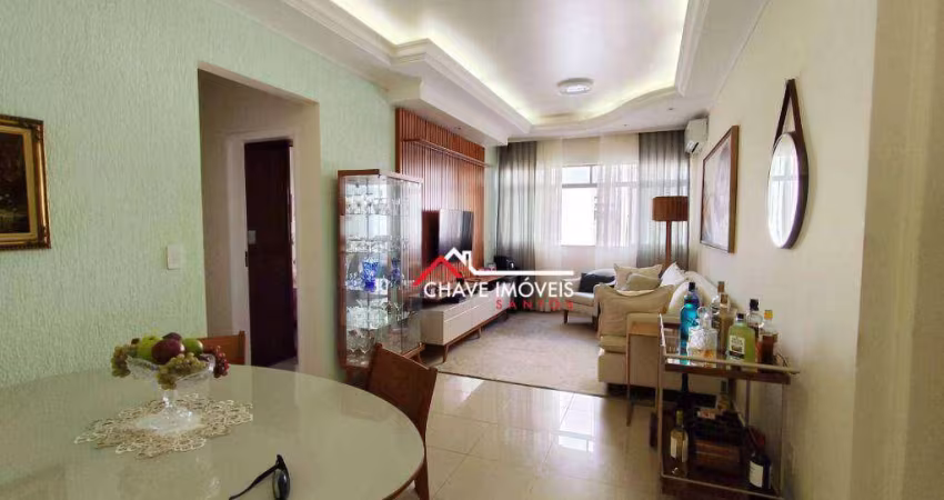 APARTAMENTO COM 96 M²  2 DORMITÓRIOS 1 SUÍTE E 2 VAGAS DEMARCADAS A UMA QUADRA DA PRAIA NO BOQUEIRÃO EM SANTOS