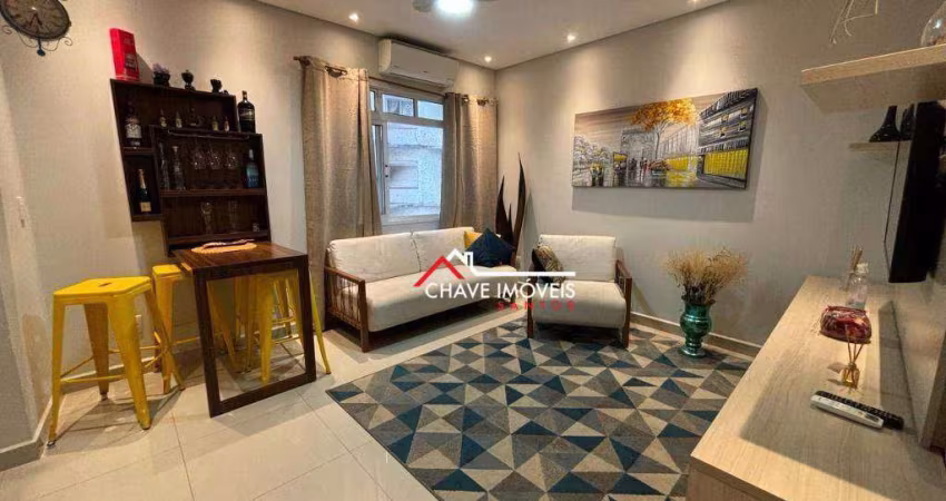 Apartamento com 1 dormitório para alugar, 64 m² por R$ 3.500,02/mês - José Menino - Santos/SP