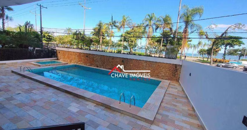 Apartamento com 96 m²  com dois dormitóriosem edifício na frente da praia da Aparecida em Santos