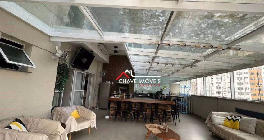 Apartamento garden com 3 dormitórios, 212 m² - venda por r$ 1.400.000,00 ou aluguel por r$ 15.000,02/mês - campo grande - santos/sp