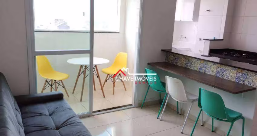 Apartamento com 1 dormitório para alugar, 38 m² - macuco - santos/sp