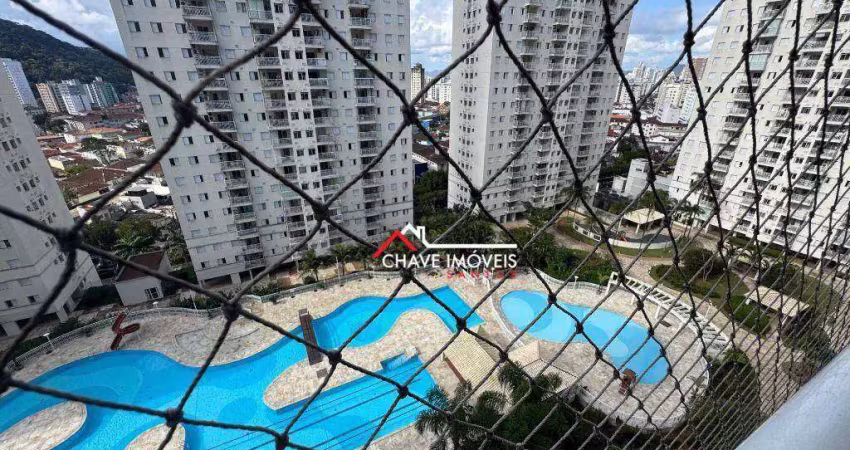 Apartamento acquaplay com 2 dormitórios para alugar, 62 m² por r$ 4.100/mês - marapé - santos/sp