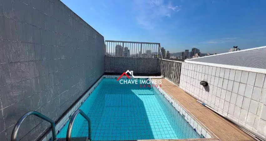 Cobertura com 5 dormitórios à venda, 245 m² por r$ 1.400.000,00 - aparecida - santos/sp