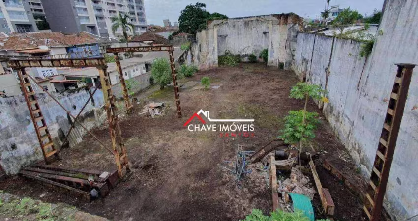 Terreno à venda, 1560 m² por r$ 6.205.000,00 - vila matias - santos/sp