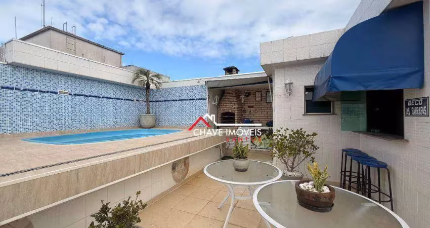 Cobertura com 2 dormitórios à venda, 207 m² por r$ 1.200.000,00 - campo grande - santos/sp