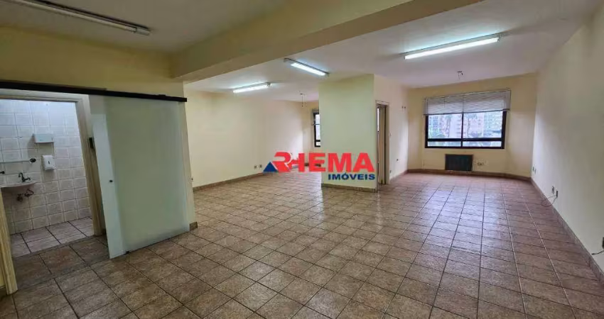 Sala para alugar, 85 m² por r$ 3.291,00/mês - vila mathias - santos/sp