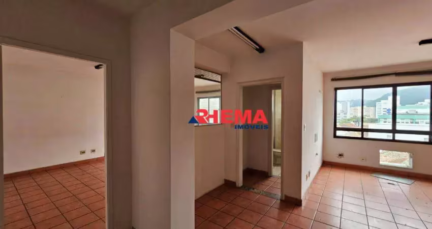 Sala para alugar, 90 m² por r$ 3.601,00/mês - vila mathias - santos/sp