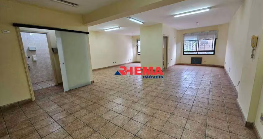 Sala para alugar, 85 m² por r$ 3.291,00/mês - vila mathias - santos/sp