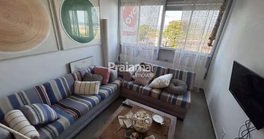 Apartamento mobiliado | 2 dormitórios | vista para o mar | itararé - são vicente | aluguel r$ 3.500