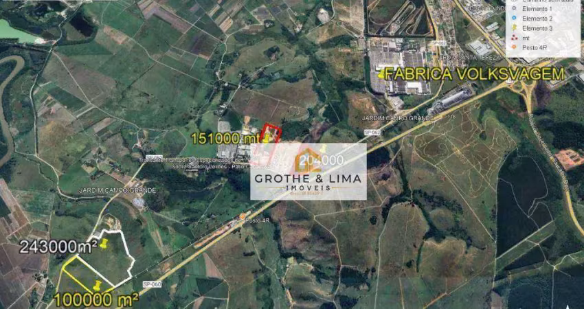Área à venda, 204000 m² por r$ 22.650.000 - jardim campo grande - caçapava/sp