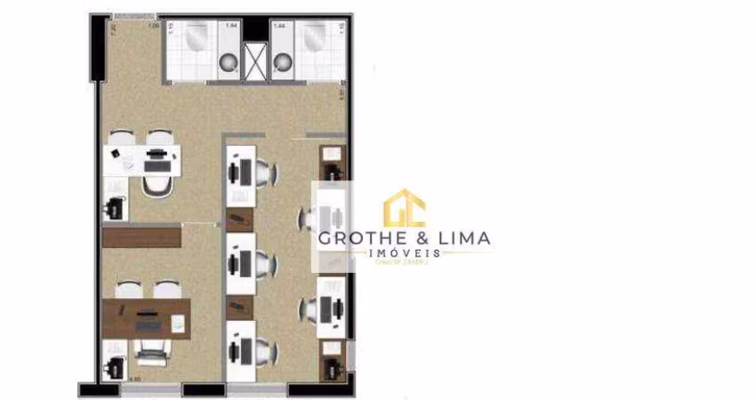 Sala para alugar, 37 m² por R$ 2.695,59/mês - Jardim das Colinas - São José dos Campos/SP