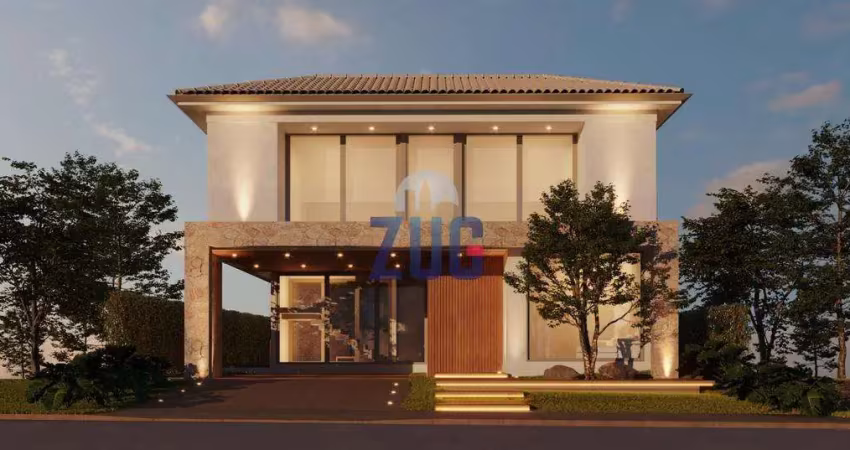 Sobrado à venda em paulínia, jardim américa, com 5 suítes, com 418 m²