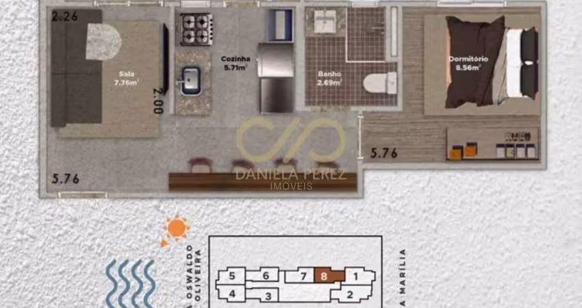 Apartamento com 1 quarto à venda no Boqueirão, Praia Grande 