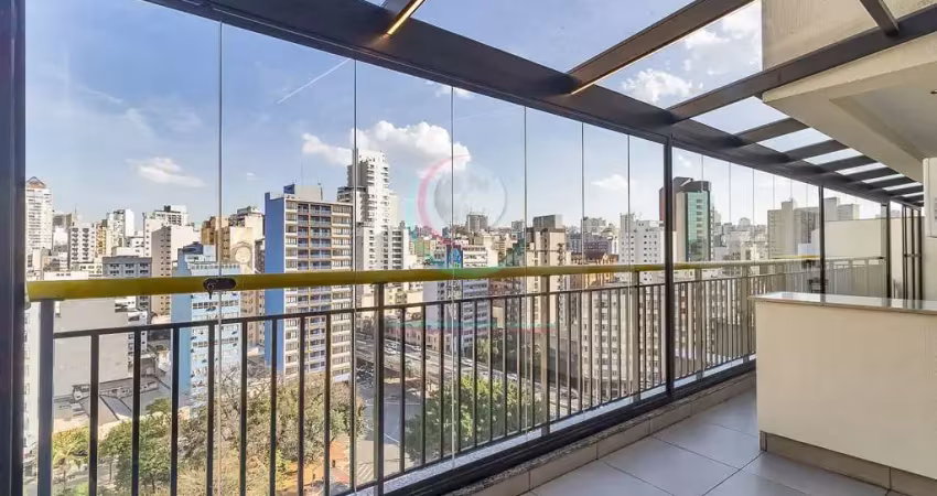 Apartamento à venda no bairro de campos elíseos, ampla varanda totalmente reformado e semi mobiliad