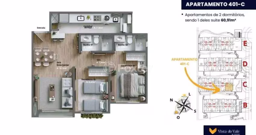 Apartamento com 2 quartos à venda na Avenida Primeiro de Maio, 1700, Várzea Grande 1º de Maio, Gramado