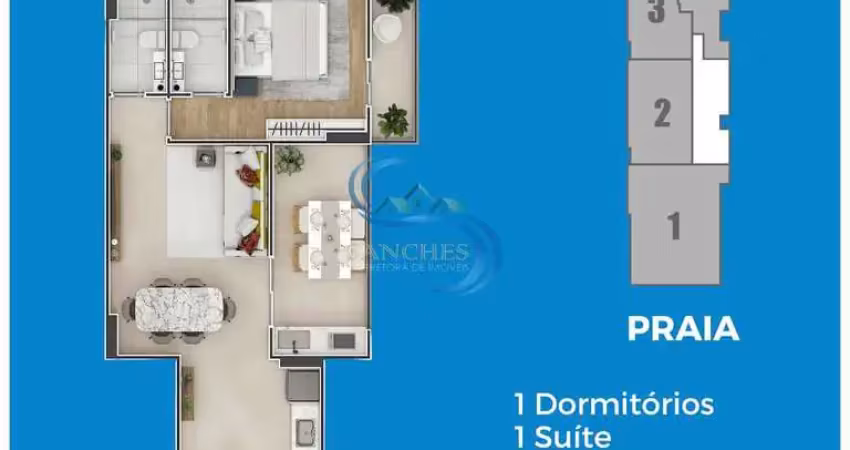 Apartamento com 1 quarto, balneário flórida, praia grande - r$ 395 mil, cod: 6463