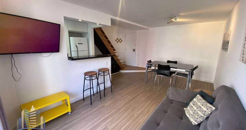 Apartamento Duplex com 1 dormitório para alugar, 70 m² por R$ 6.369,92/mês - Moema - São Paulo/SP
