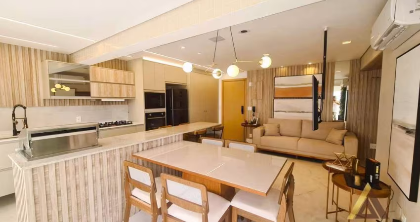MARAVILHOSO APTO. NOVO EM PRÉDIO LANÇAMENTO COM LAZER COMPLETO - 65m² ÚTEIS - 02 DORM. sendo 01 SUÍTE - VRD. GOURMET - 02 W.C - 01 VAGA DEMARCADA
