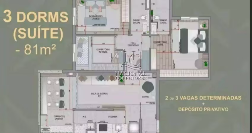 Apartamento à venda, 3 quartos, 1 suíte, 2 vagas, Santa Paula - São Caetano do Sul/SP