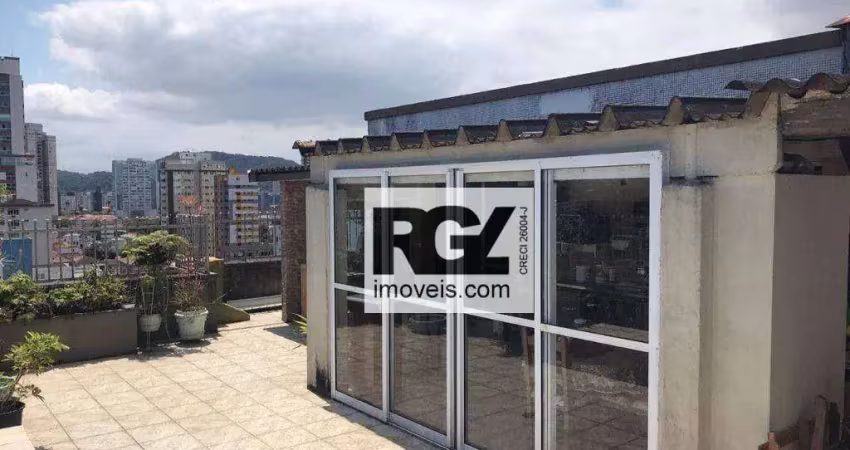 Cobertura com 3 dormitórios à venda, 215 m² por r$ 890.000,00 - boqueirão - santos/sp