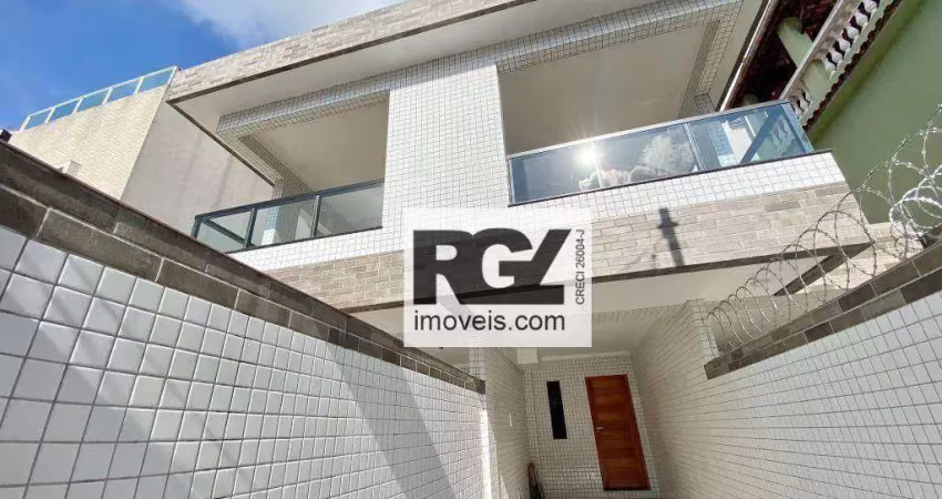 Casa nova com varanda e churrasqueira, 03 suítes - campo grande, santos