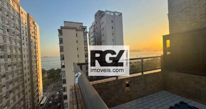 COBERTURA COM VISTA MAR, REFORMADA, 4 DORMITÓRIOS, 2 VAGAS PARALELAS, APARECIDA, SANTOS-SP - R$ 2.250.000,00