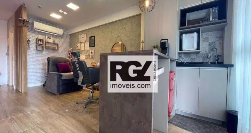 Sala comercial no gonzaga, prédio novo - pronta! r$ 460.000,00