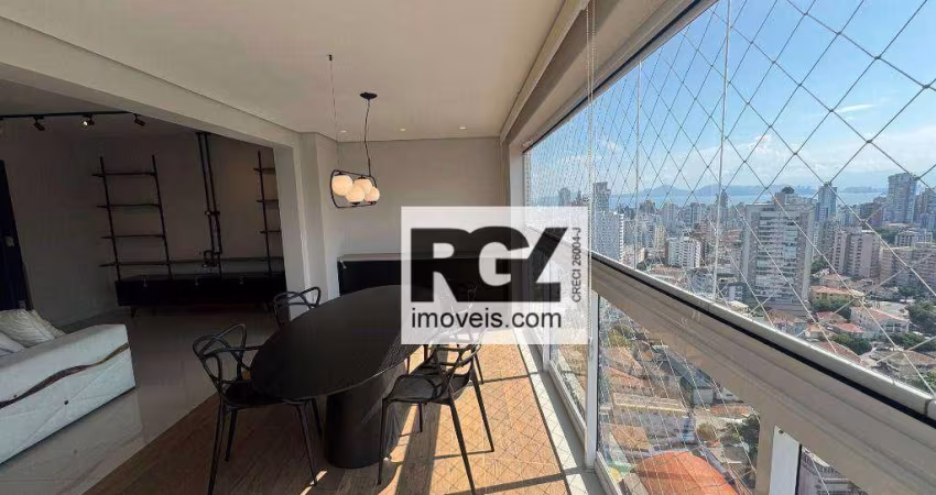 Apartamento com 2 dormitórios para alugar, 111 m² por R$ 7.500,00/mês - Ponta da Praia - Santos/SP