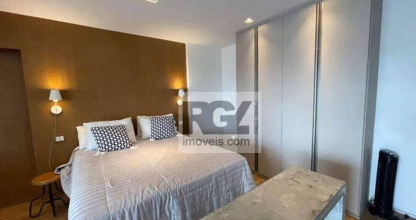 Stúdio mobiliado, andar alto com vista para os cruzeiros, ponta da praia - r$ 4.700,00 pct - rgl imóveis