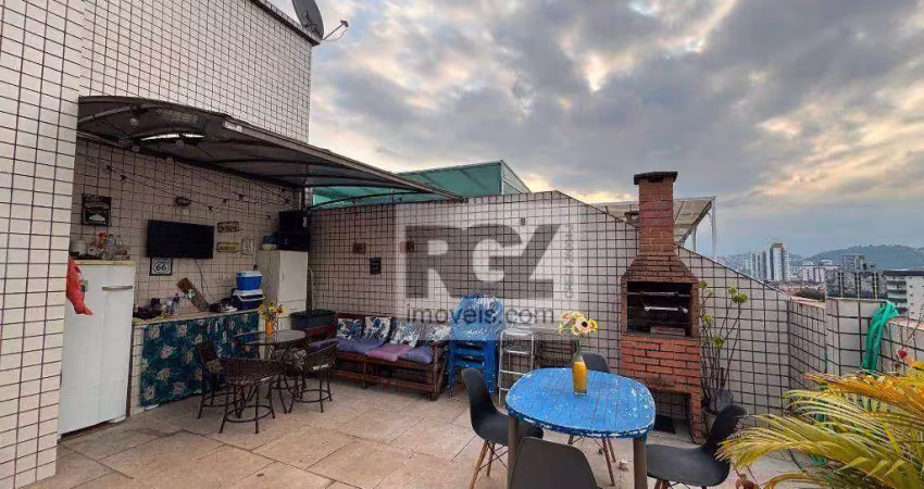 Cobertura com 3 dormitórios à venda, 142 m² por r$ 850.000,00 - embaré - santos/sp