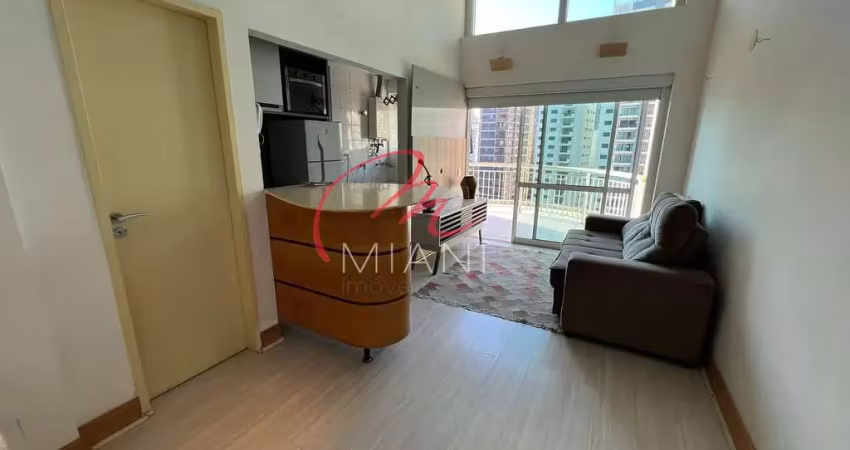 Loft mobiliado com varanda ampla com 55m² com vaga e estrutura completa