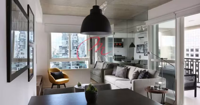Apartamento mobiliado para locação na cidade monções, 1 quarto, 1 suíte e 1 vaga de garagem - próxi