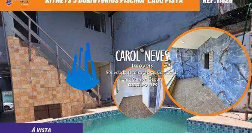 Kitnets 3 dormitorios piscina churrasqueira lado pista a vista mongagua