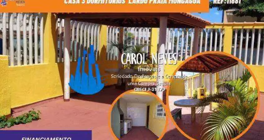 Casa 3 dormitorios churrasqueira lado praia financiamento mongagua