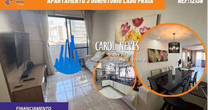Apartamento 3 dormitorios suite lado praia financiamento praia grande