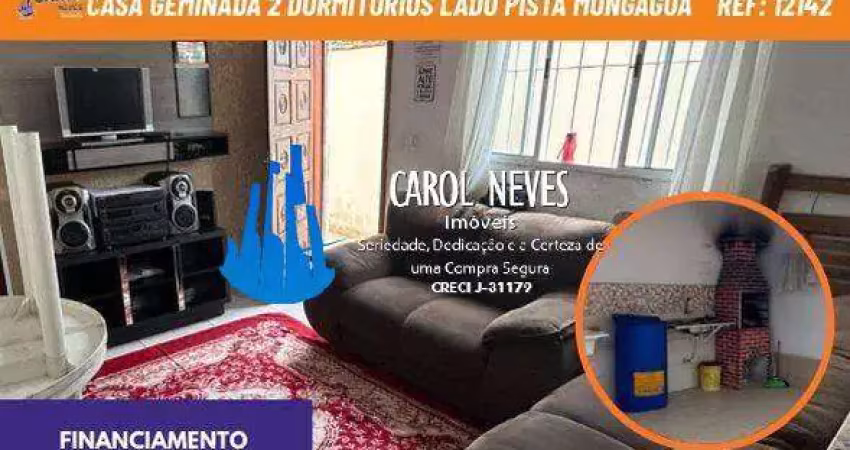 Casa geminada 2 dormitorios churraqueira lado pista financiamento mongagua