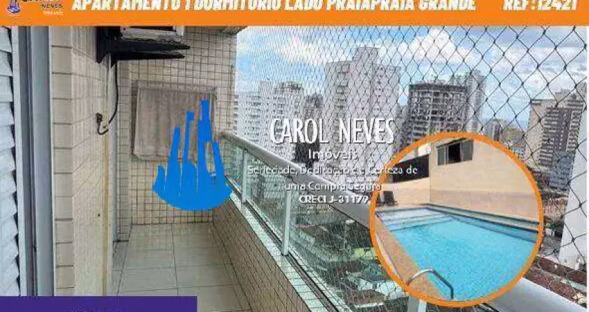 Apartamento 1 dormitorio piscina lado praia financiamento praia grande