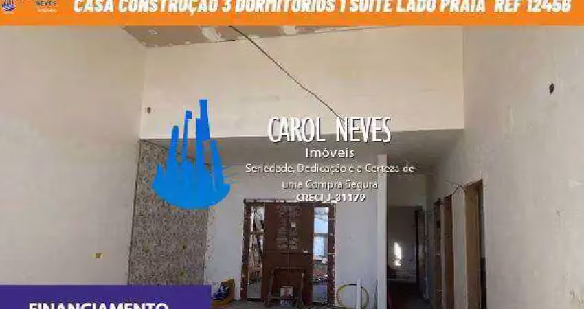 Casa construcao 3 dormitorios 1 suite lado praia financiamento itanhaem
