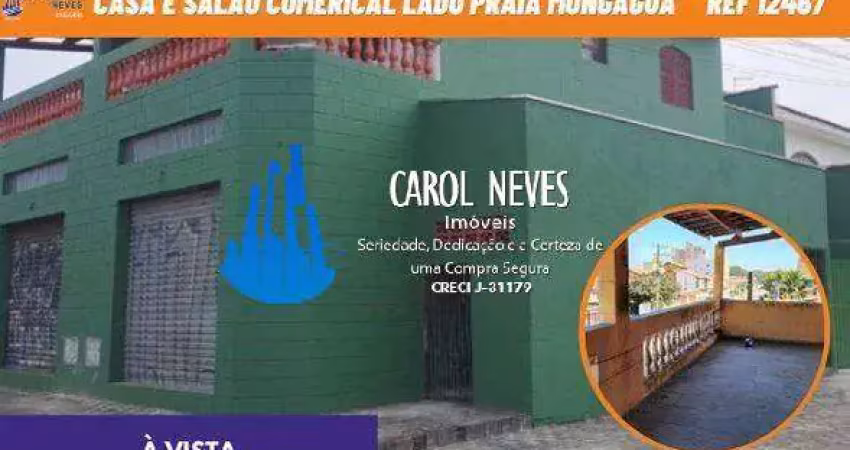 Casa 2 dormitórios salão comercial lado praia a vista mongagua