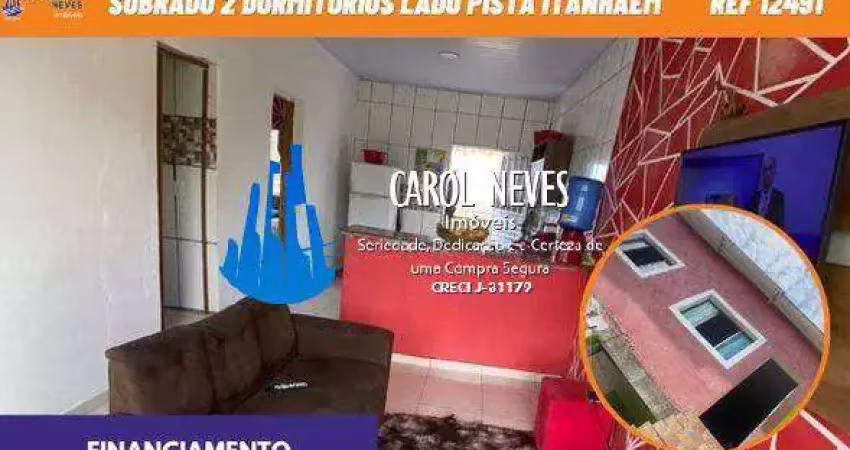 Sobrado 2 dormitorios lado pista financiamento itanhaem