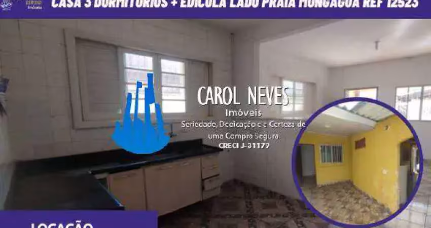 Casa locacao 3 dormitorios + edicula lado praia mongagua
