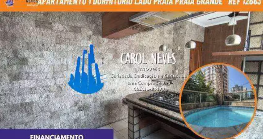 Apartamento 1 dormitorio piscina lado praia financiamento praia grande