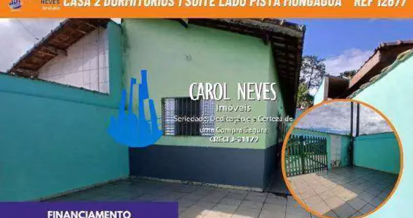 Casa geminada 2 dormitorios 1 suite lado pista financiamento mongagua