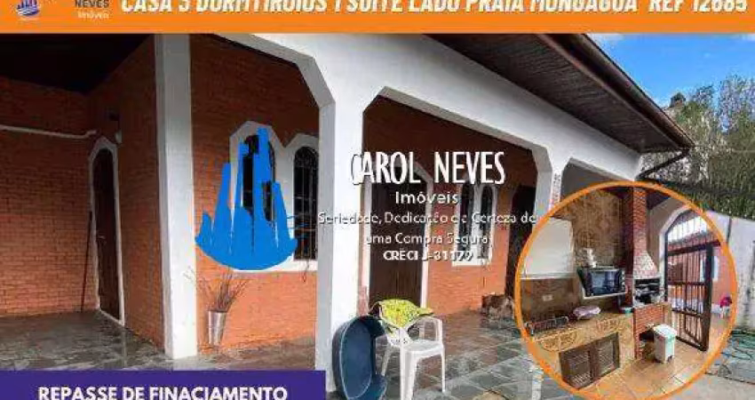 Casa isolada 3 dormitorios 1 suite edicula lado praia repasse mongagua
