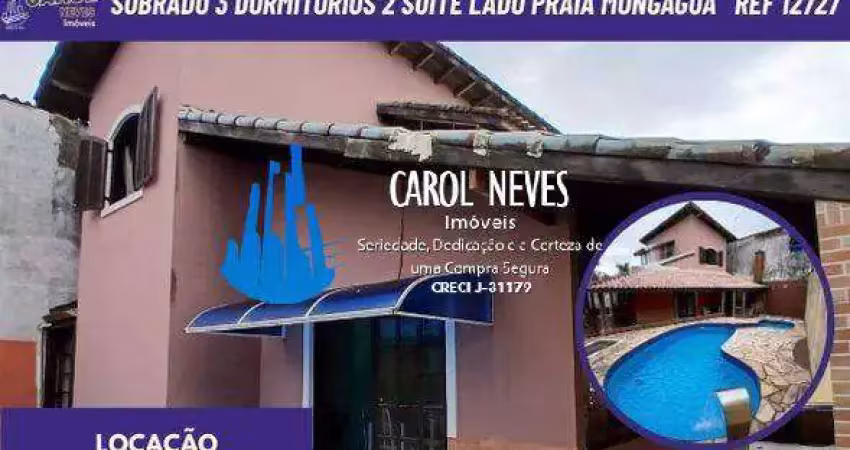 Sobrado 3 dormitorios 2 suite piscina lado praia locacao mongagua