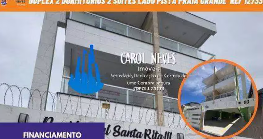 Duplex 2 dormitorios 2 suites financiamento bancario praia grande