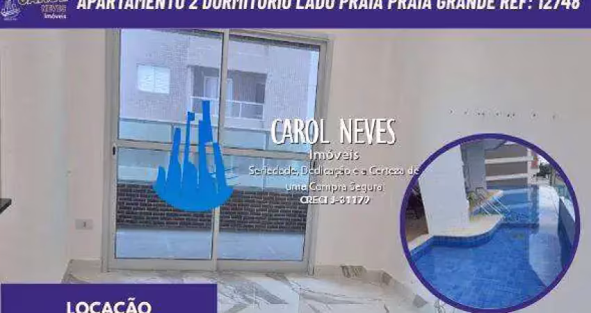 Apartamento 2 dormitorios 1 suite lado praia locação praia grande