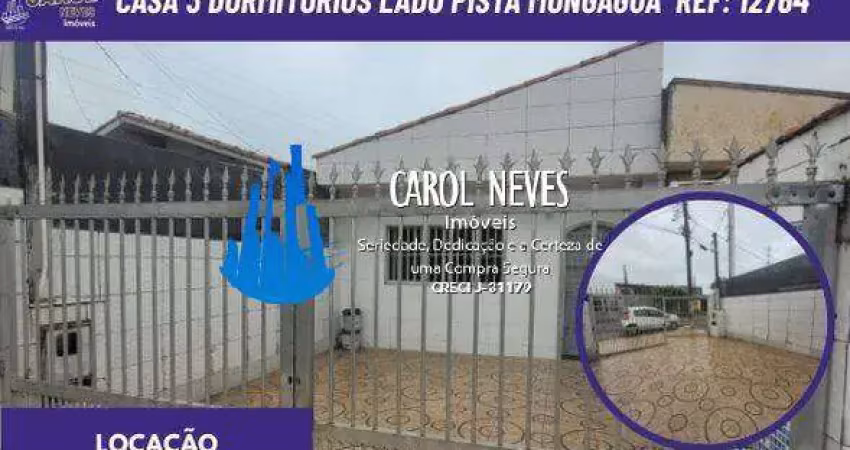 Casa 3 dormitorios quintal lado pista locacao mongagua