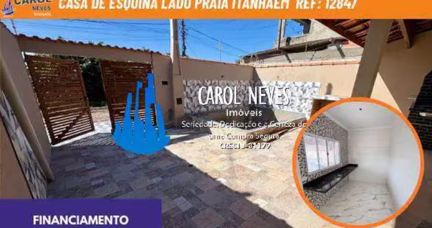 Casa de esquina 2 dormitorios piscina lado praia financiamento itanhaem